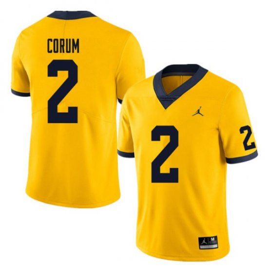 #2 Blake Corum College Football Michigan Men Yellow Jersey 377067-336