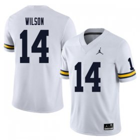 #14 Roman Wilson College Football University of Michigan Men's White Jersey 384707-310