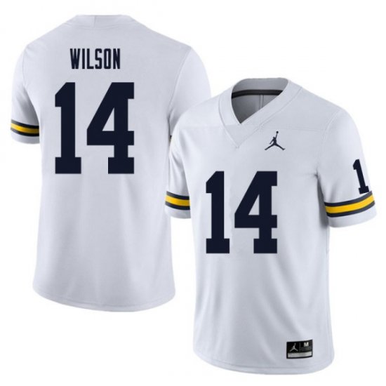 #14 Roman Wilson College Football University of Michigan Men\'s White Jersey 384707-310