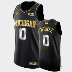 #0 Adrien Nunez College Basketball Michigan Golden Authentic Men's Black Jersey 320148-779