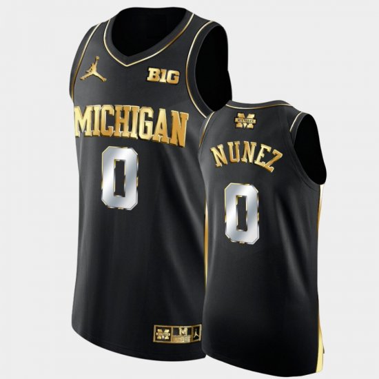 #0 Adrien Nunez College Basketball Michigan Golden Authentic Men\'s Black Jersey 320148-779