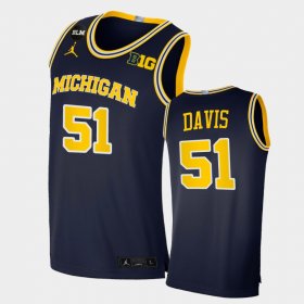 #51 Austin Davis College Basketball Michigan BLM Men's Navy Jersey 209603-266