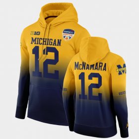 #12 Cade McNamara 2021 Orange Bowl University of Michigan Color Crash Men's Gold Navy Hoodie 976178-947 #12 Cade McNamara 2021 Orange Bowl University of Michigan Color Crash Men's Gold Navy Hoodie 976178-947