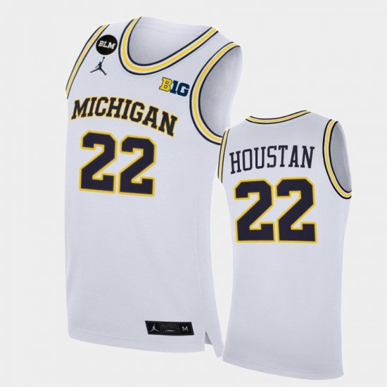 #22 Caleb Houstan Home Wolverines 2021 2022 NBA Draft top prospect Men White Jersey 190365-856