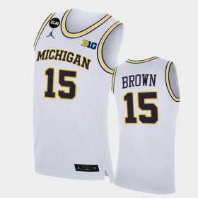 #15 Chaundee Brown College Basketball Michigan BLM Mens White Jersey 275535-701