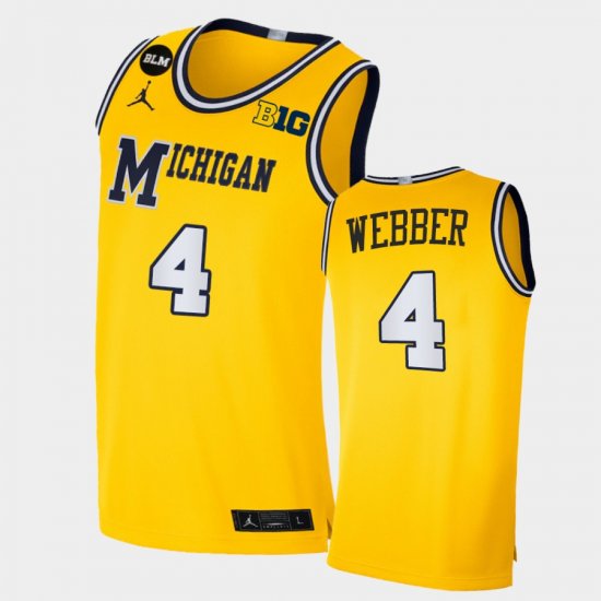 #4 Chris Webber BLM Social Justice Michigan Wolverines 2021 Away Men Yellow Jersey 404637-382