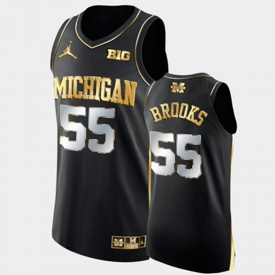 #55 Eli Brooks College Basketball Michigan Golden Authentic Men\'s Black Jersey 349666-244