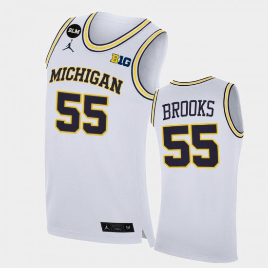 #55 Eli Brooks College Basketball Michigan BLM Mens White Jersey 737022-135