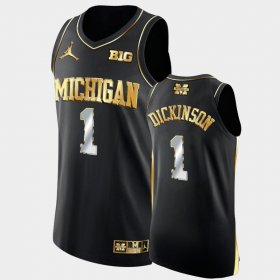 #1 Hunter Dickinson College Basketball Michigan Golden Authentic Men Black Jersey 834011-152