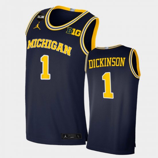 #1 Hunter Dickinson College Basketball Michigan Wolverines BLM Mens Navy Jersey 507836-662