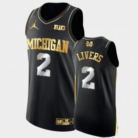 #2 Isaiah Livers College Basketball Michigan Golden Authentic Men Black Jersey 210416-350