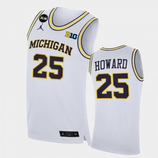 #25 Jace Howard College Basketball Michigan BLM Men\'s White Jersey 718441-156