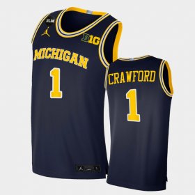 #1 Jamal Crawford BLM Social Justice Michigan Wolverines 2021 Home Men's Navy Jersey 920217-258