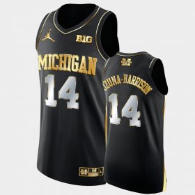 #14 Rico Ozuna-Harrison College Basketball Michigan Golden Authentic Men Black Jersey 525595-153