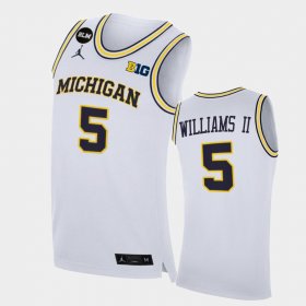 #5 Terrance Williams II College Basketball Wolverines BLM Men's White Jersey 949967-522