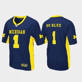 #1 Max Power Michigan Wolverines Football Men Navy Jersey 991591-684