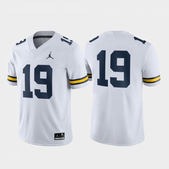 #19 Game Wolverines Jordan Brand Men\'s White Jersey 784751-365