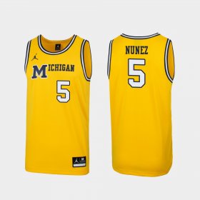 #5 Adrien Nunez Replica Michigan 1989 Throwback College Basketball Mens Maize Jersey 158269-896