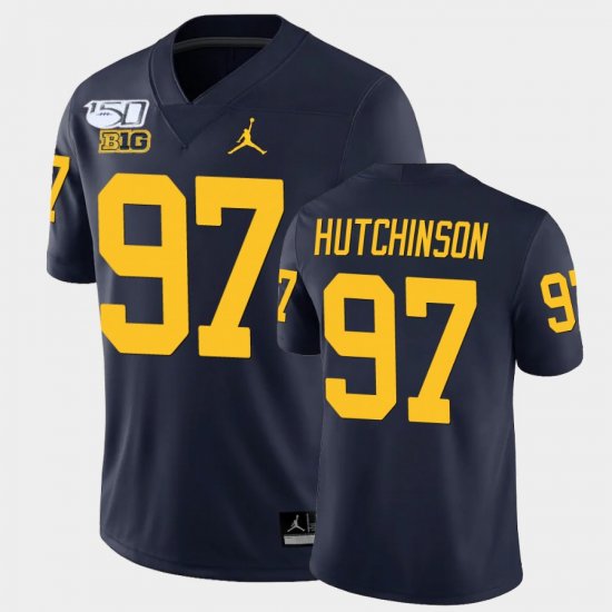 #97 Aidan Hutchinson College Football University of Michigan Alumni Player Game Men\'s Navy Jersey 835419-859