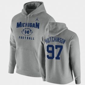 #97 Aidan Hutchinson Oopty Oop Michigan Football Pullover Men's Gray Hoodie 741342-948 #97 Aidan Hutchinson Oopty Oop Michigan Football Pullover Men's Gray Hoodie 741342-948