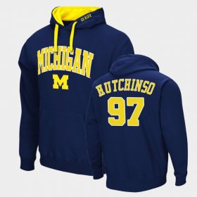 #97 Aidan Hutchinson Arch & Logo 2.0 Wolverines Pullover Men Navy Hoodie 549719-330 #97 Aidan Hutchinson Arch & Logo 2.0 Wolverines Pullover Men Navy Hoodie 549719-330