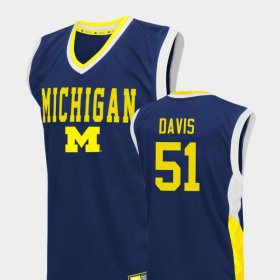 #51 Austin Davis Fadeaway Michigan College Basketball Men Blue Jersey 114571-641