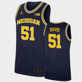 #51 Austin Davis Replica Wolverines College Basketball Men Navy Jersey 207881-485