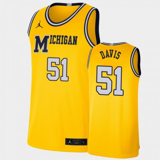 #51 Austin Davis Retro Limited Michigan Wolverines Basketball Men Maize Jersey 146614-697