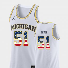 #51 Austin Davis USA Flag Michigan College Basketball Mens White Jersey 995277-578