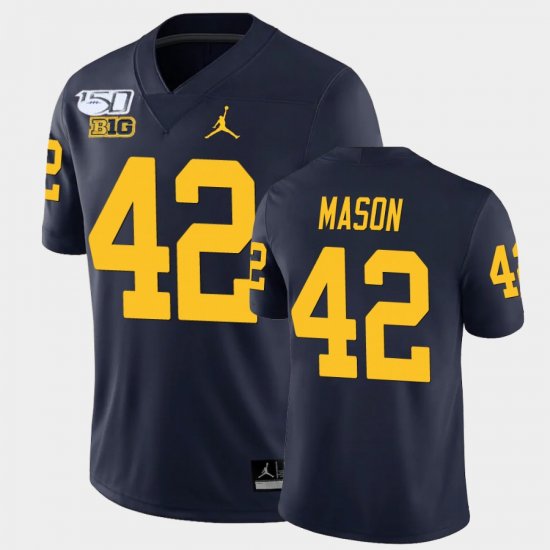 #42 Ben Mason College Football Wolverines Alumni Player Game Men\'s Navy Jersey 759980-744