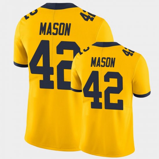 #42 Ben Mason College Football Wolverines Game Men\'s Yellow Jersey 605596-776