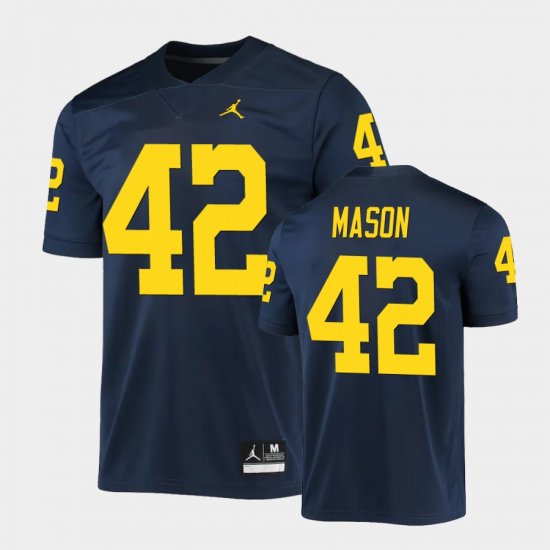 #42 Ben Mason Game Michigan Men Navy Jersey 504353-371