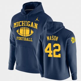 #42 Ben Mason Retro Football Wolverines Pullover Men Navy Hoodie 861143-728 #42 Ben Mason Retro Football Wolverines Pullover Men Navy Hoodie 861143-728