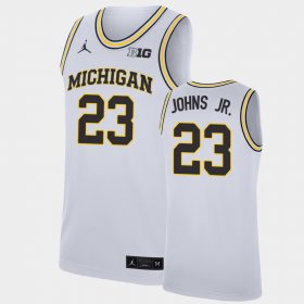 #23 Brandon Johns Jr. Replica University of Michigan College Basketball Men's White Jersey 266341-382