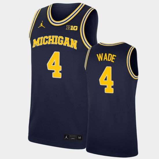 #4 Brandon Wade Replica Michigan College Basketball Mens Navy Jersey 165931-350