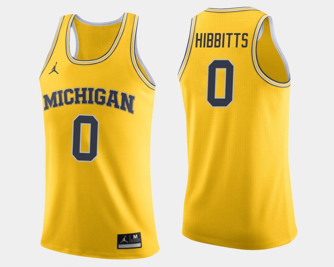 #0 Brent Hibbitts College Basketball Michigan Jordan Brand Men\'s Maize Jersey 561883-764