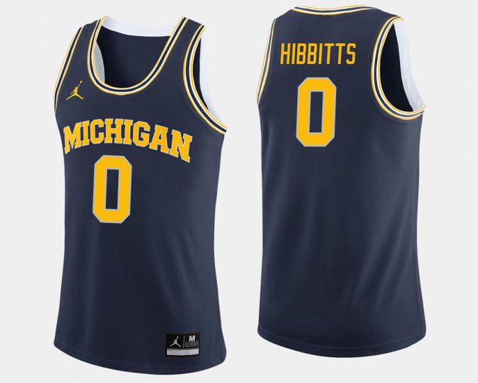 #0 Brent Hibbitts College Basketball Michigan Jordan Brand Men\'s Navy Jersey 473343-454