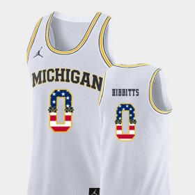 #0 Brent Hibbitts USA Flag Michigan College Basketball Men White Jersey 328525-133