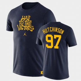 #97 Aidan Hutchinson Brush Phrase Michigan Men Navy T-Shirt 457036-158 #97 Aidan Hutchinson Brush Phrase Michigan Men Navy T-Shirt 457036-158