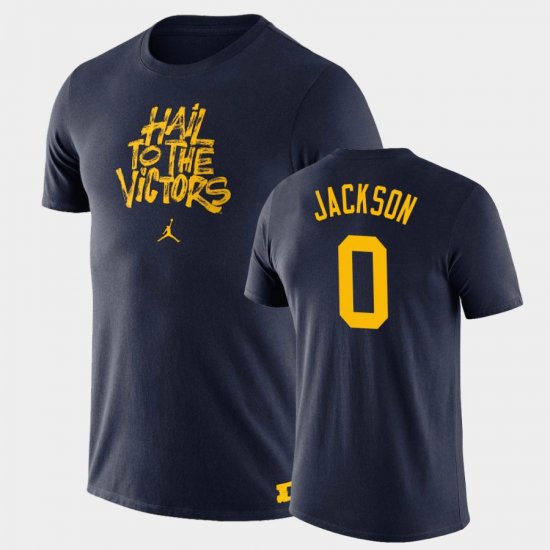 #0 Giles Jackson Brush Phrase Michigan Men Navy T-Shirt 228480-888