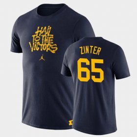#65 Zak Zinter Brush Phrase Michigan Men's Navy T-Shirt 813769-407 #65 Zak Zinter Brush Phrase Michigan Men's Navy T-Shirt 813769-407