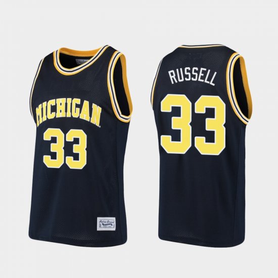 #33 Cazzie Russell Alumni Michigan Wolverines Basketball Mens Navy Jersey 344284-464