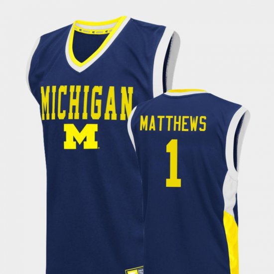 #1 Charles Matthews Fadeaway Wolverines College Basketball Men\'s Blue Jersey 863261-521