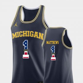 #1 Charles Matthews USA Flag Michigan College Basketball Mens Navy Jersey 468918-650