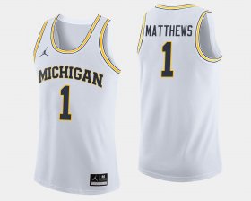 #1 Charles Matthews College Basketball Michigan Jordan Brand Mens White Jersey 200585-513