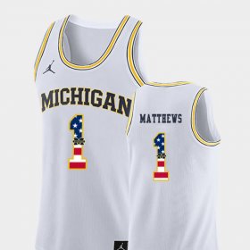 #1 Charles Matthews USA Flag Wolverines College Basketball Men White Jersey 434496-361