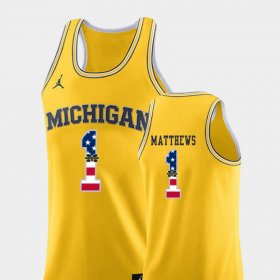 #1 Charles Matthews USA Flag University of Michigan College Basketball Mens Yellow Jersey 927482-547