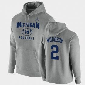 #2 Charles Woodson Oopty Oop Michigan Football Pullover Men's Gray Hoodie 884094-590 #2 Charles Woodson Oopty Oop Michigan Football Pullover Men's Gray Hoodie 884094-590
