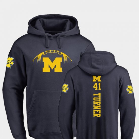 #41 Christian Turner College Football University of Michigan Backer Men Navy Hoodie 948612-620