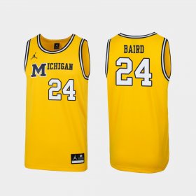 #24 C.J. Baird Replica Michigan 1989 Throwback College Basketball Mens Maize Jersey 602979-859